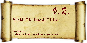 Vidák Rozália névjegykártya